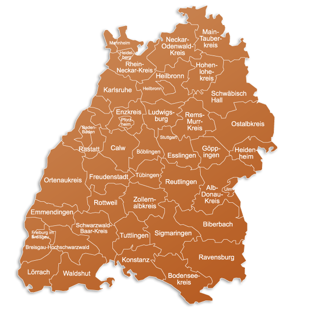 Interaktive Karte Baden Württemberg - Bitte wählen Sie einen Landkreis